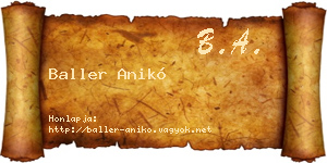Baller Anikó névjegykártya